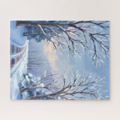 Fresh Snowfall | Winter Road Watercolor Nature Puzzle (Horizontal)