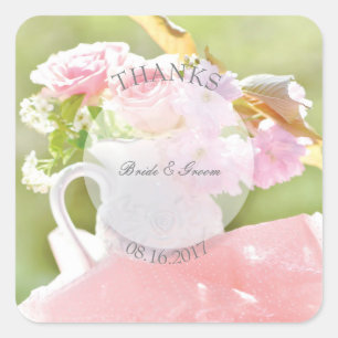 Fresh Spring Blume Bouquet bearbeitbare Hochzeit d Quadratischer Aufkleber