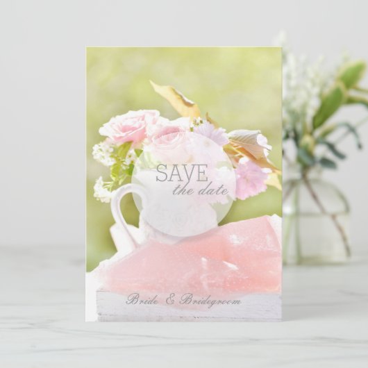 Fresh Spring Blume Bouquet Wedding Save The Date (Stehend Vorderseite)