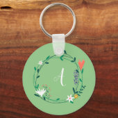 Fresh Spring Floral Garland Personalisiert Schlüsselanhänger (Vorderseite)