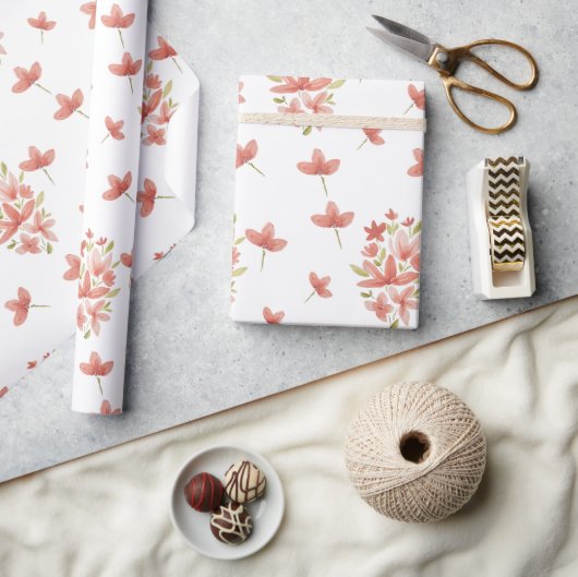 Fresh Spring Garden Wasserfarbe Handgemalt Geschenkpapier (Kunsthandwerk)