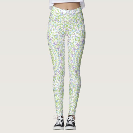 Fresh Spring Mandala in Green, Blue, and Lavender Leggings (Vorderseite)