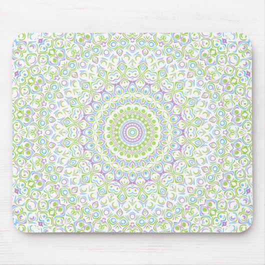 Fresh Spring Mandala in Green, Blue, and Lavender Mousepad (Vorne)