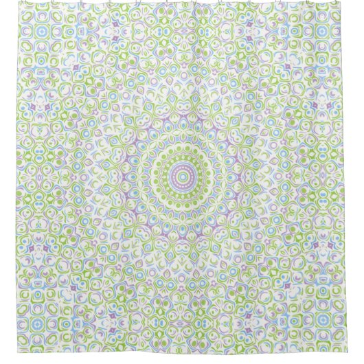 Fresh Spring Mandala in Green, Blue und Lavender Duschvorhang (Vorderseite)