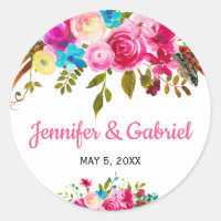 Fresh Spring Pink Watercolor Floral Aufkleber