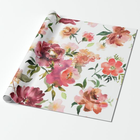 Fresh Spring Summer Floral Wedding Paper Geschenkpapier (Ungerollt)