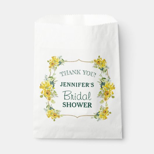 Fresh Spring Yellow Floral Brautparty Danke Geschenktütchen (Vorderseite)