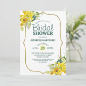 Fresh Spring Yellow Floral Brautparty Einladung (Stehend Vorderseite)