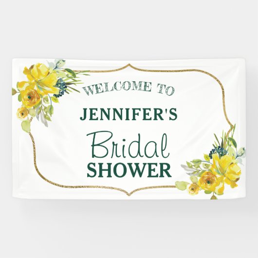 Fresh Spring Yellow Floral Brautparty Welcome Banner (Horizontal)