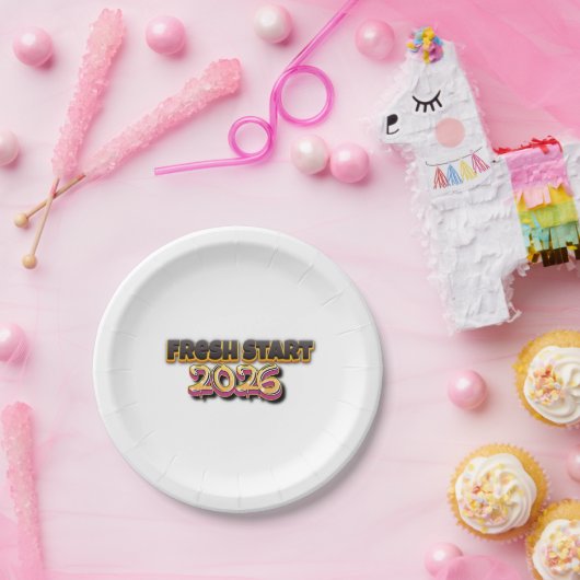 Fresh Start 2026 – Minimalist Modern Plate Design Pappteller (Party)