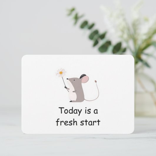 Fresh Start Mouse Woodland Animal Affirmation Card Einladung (Stehend Vorderseite)