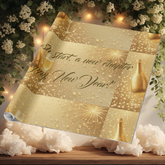 Fresh Start New Chapter Midnight Gold Champagne Geschenkpapier