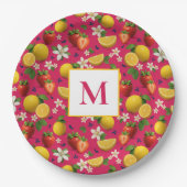 Fresh Strawberry and Lemon Pattern Pappteller (Vorderseite)
