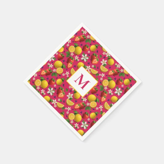 Fresh Strawberry and Lemon Pattern Serviette (Ecke)