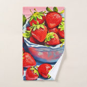 Fresh Strawberry Bowl Badhandtuch Set (Handtuch)