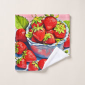 Fresh Strawberry Bowl Badhandtuch Set (Waschlappen)