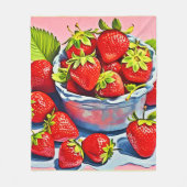 Fresh Strawberry Bowl Fleecedecke (Vorderseite)