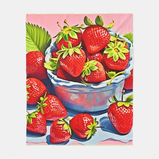Fresh Strawberry Bowl Fleecedecke (Vorderseite)