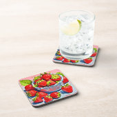 Fresh Strawberry Bowl Getränkeuntersetzer (Rechte Seite)