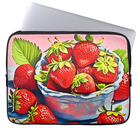Fresh Strawberry Bowl Laptopschutzhülle (Vorderseite)