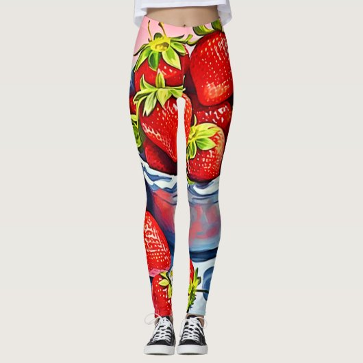 Fresh Strawberry Bowl Leggings (Vorderseite)