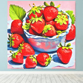 Fresh Strawberry Bowl Leinwanddruck (Insitu (Holzboden))