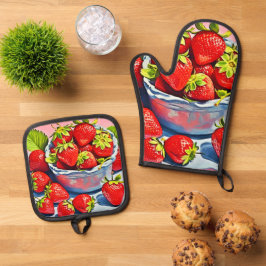 Fresh Strawberry Bowl Ofenhandschuh & Topflappen-Set