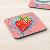 Fresh Strawberry Burst Getränkeuntersetzer (Linke Seite)