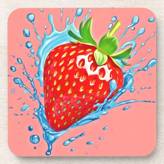 Fresh Strawberry Burst Getränkeuntersetzer (Vorderseite)