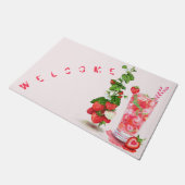 Fresh Strawberry Drink Doormat Text Willkommen Fußmatte (Schrägansicht)