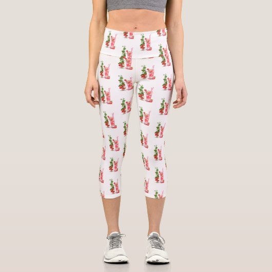 Fresh Strawberry Drink Funny Leggings (Vorderseite)