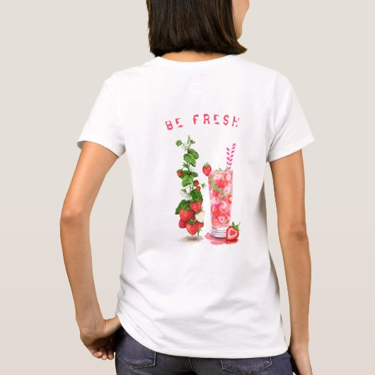 Fresh Strawberry Drink Funny T - Shirt - Benutzerd (Rückseite)