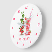 Fresh Strawberry Juice Cool Drink - Summer Time Große Wanduhr (Winkel)