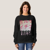 Fresh Strawberry Milk Japanese Text 90s Retro Vint Sweatshirt (Vorne ganz)