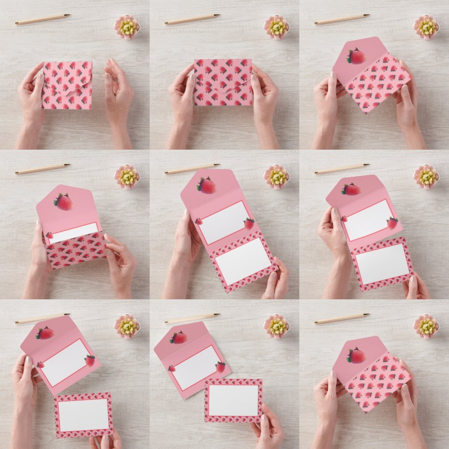 Fresh Strawberry Pattern All In One Einladung