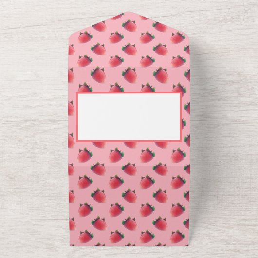 Fresh Strawberry Pattern All In One Einladung (Außenbereich)