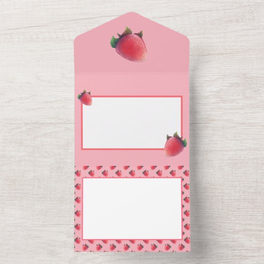 Fresh Strawberry Pattern All In One Einladung (Innen)