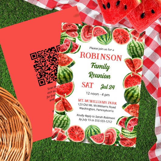 Fresh Summer Watermelons QR Code Family Wiedersehe Einladung