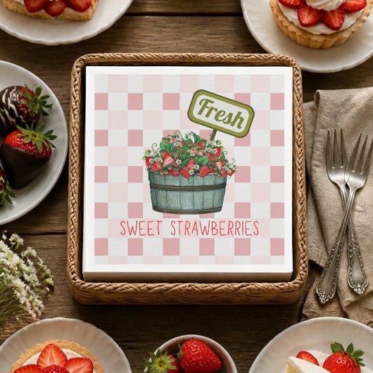 Fresh Sweet Strawberries Paper Napkins Serviette