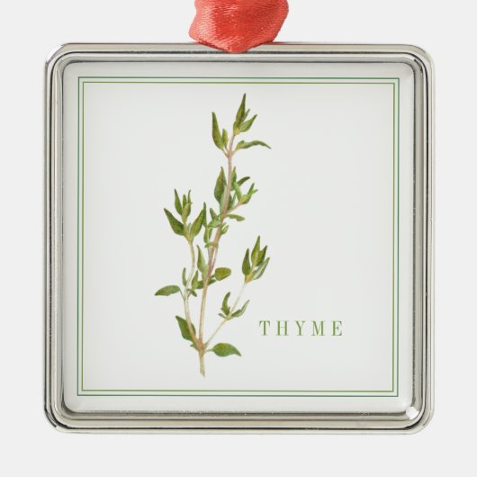 FRESH THYME Premium Square Ornament Aus Metall (Vorne)