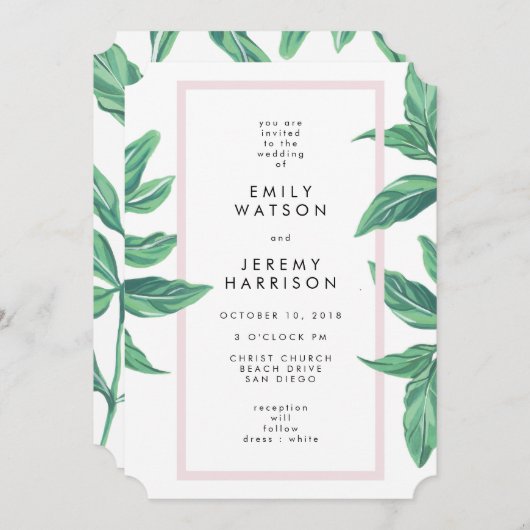 Fresh Tropical Island Beach Hochzeit Einladung (Vorne/Hinten)