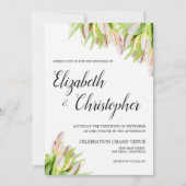 Fresh Tulip Blume Elegante Rosa Grüne Hochzeit Einladung (Vorderseite)