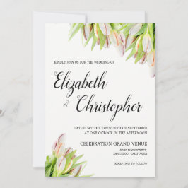 Fresh Tulip Blume Elegante Rosa Grüne Hochzeit Einladung