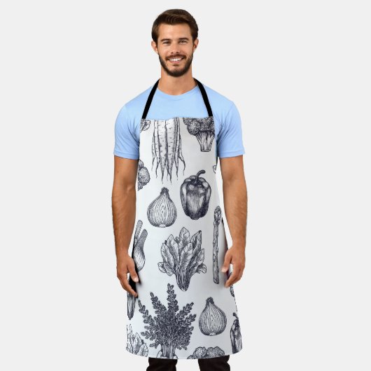 Fresh vegetables seamless pattern. Broccoli, carro Schürze (Getragen)