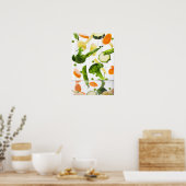 Fresh vegetables with water falling into a bowl poster (Küche)