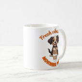 Fresh Vibes & Coffee Playful Puppy Digital Artwor Kaffeetasse (VorderseiteRechts)