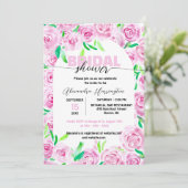 Fresh Vibranly Pink Watercolor Rose Brautparty Einladung (Stehend Vorderseite)