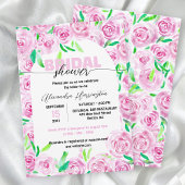 Fresh Vibranly Pink Watercolor Rose Brautparty Einladung
