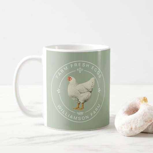 Fresh Vintag Hen Eggs Carton Laurel Green Kaffeetasse (Mit Donut)