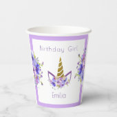 Fresh Violet | Einhornmädchen Geburtstag Pappbecher (Rückseite)